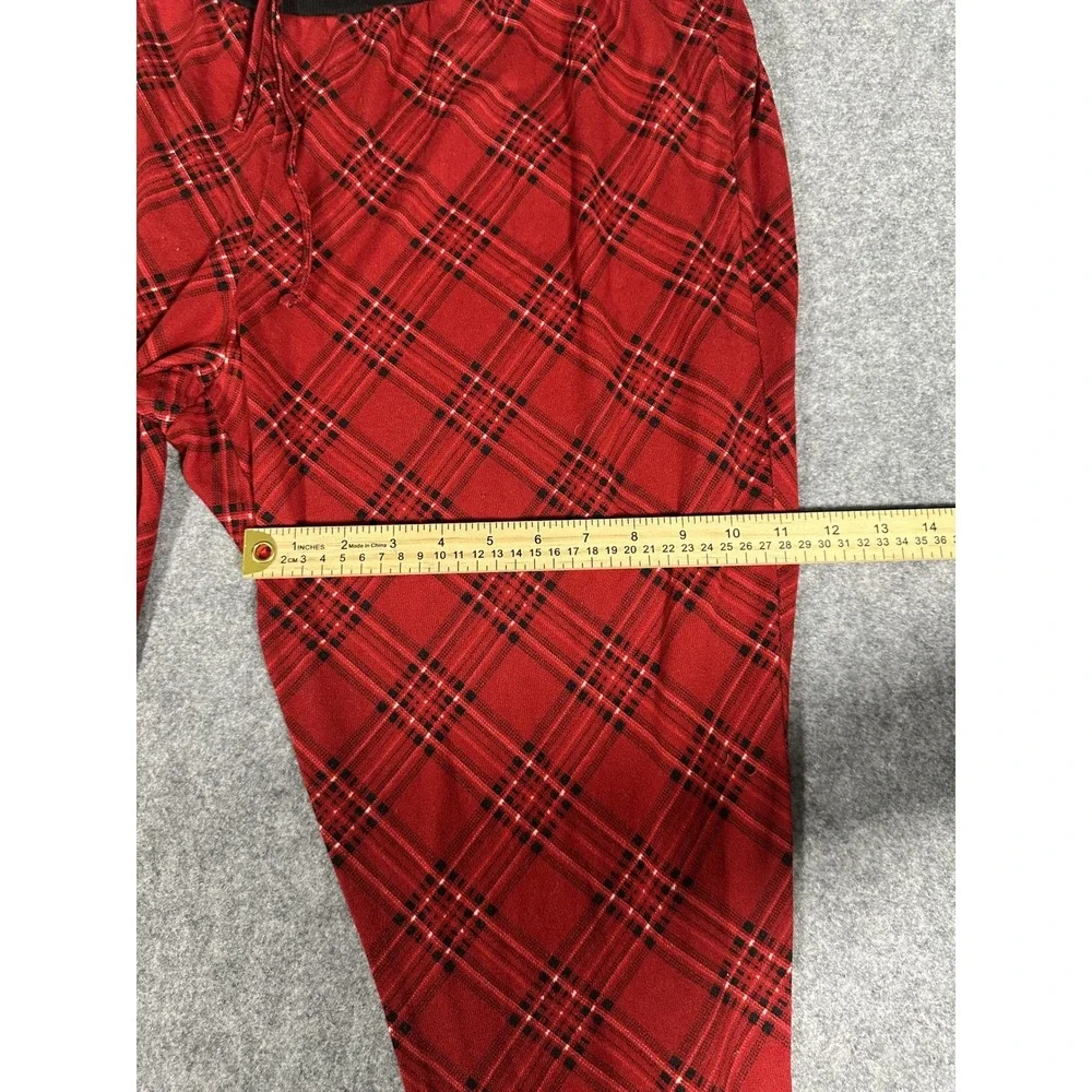 Maurices‎ Sleep Pajama Joggers 1X Red Plaid Ribbed Knit Drawstring Waist